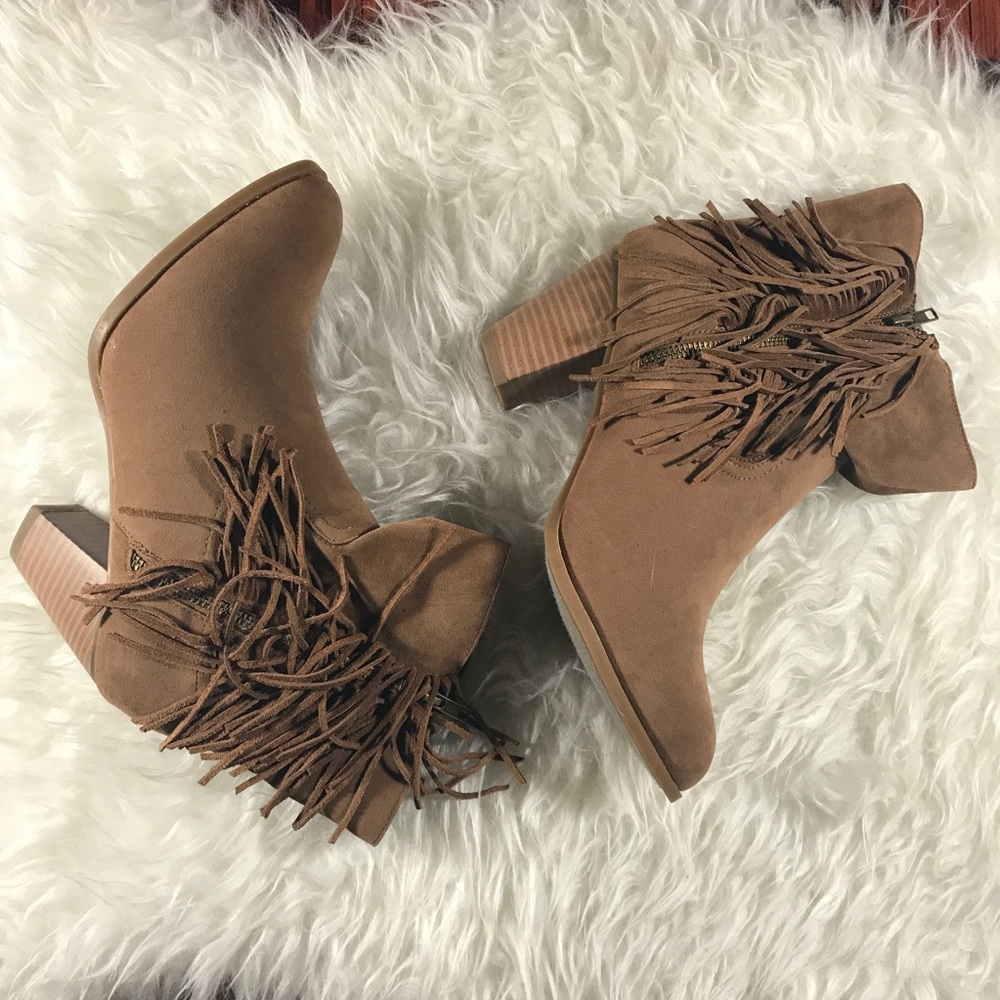 Rampage Fringe Ankle Booties Size 9M
